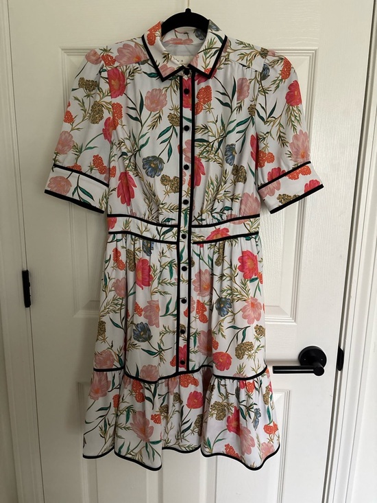 kate spade Dresses & Skirts - Kate Spade New York size 2 Floral Button-Front White Dress with Pink & Coral